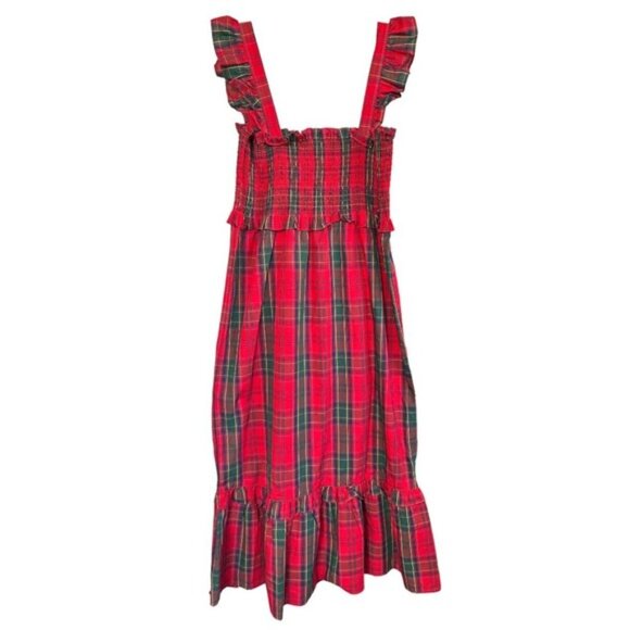 Nicole Miller Plaid Smocked Bodice Midi Dress 100% Cotton Ruffle Layered XS - Picture 5 of 6